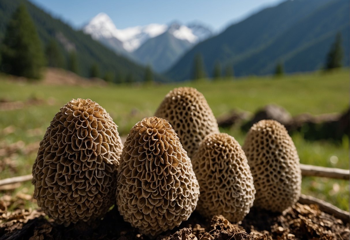 Himalayan morels being cultivated and harvested in a mountainous terrain