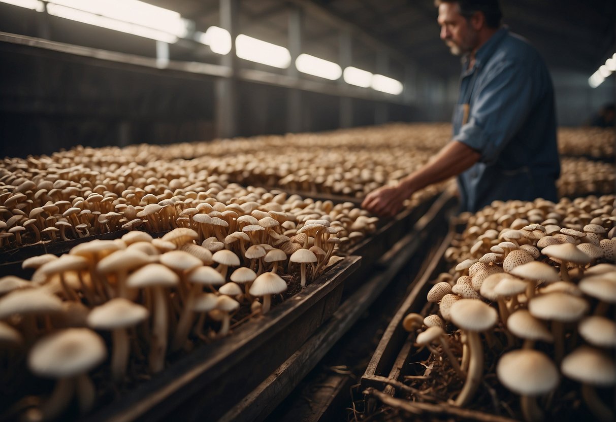 Mushrooms being harvested and stored in a cool, dry place in Kentucky