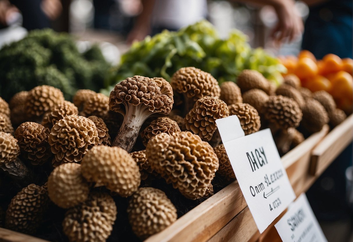 Morels being added to local cuisine, displayed at a farmers' market